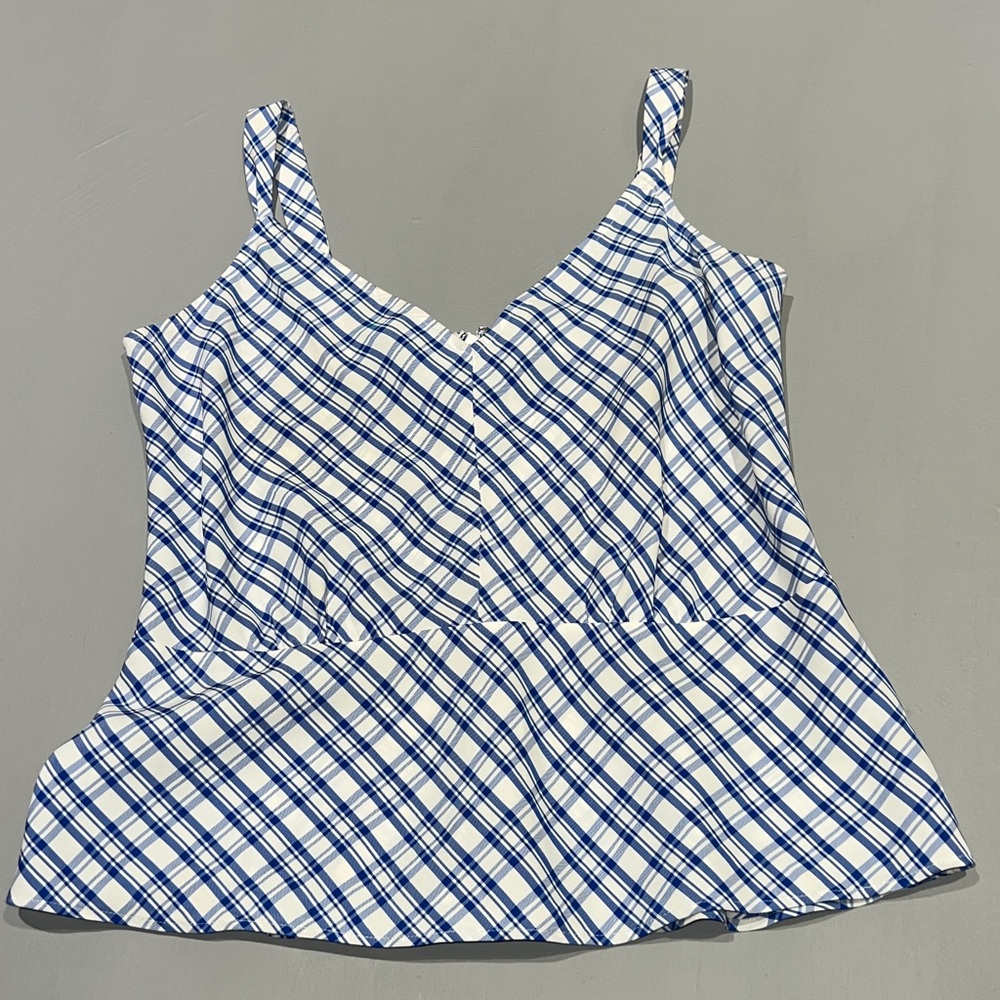Lewit Blue & White Peplum Tank Sz M